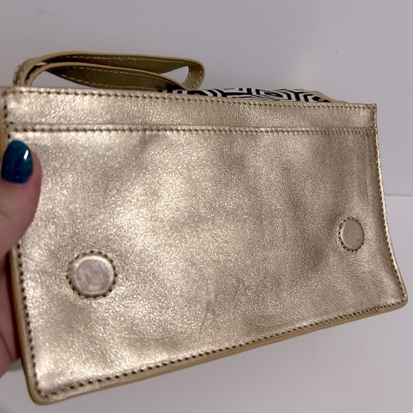 Jonathan Adler Gold Leather Clutch Wristlet with Metal Birds - Picture 9 of 14